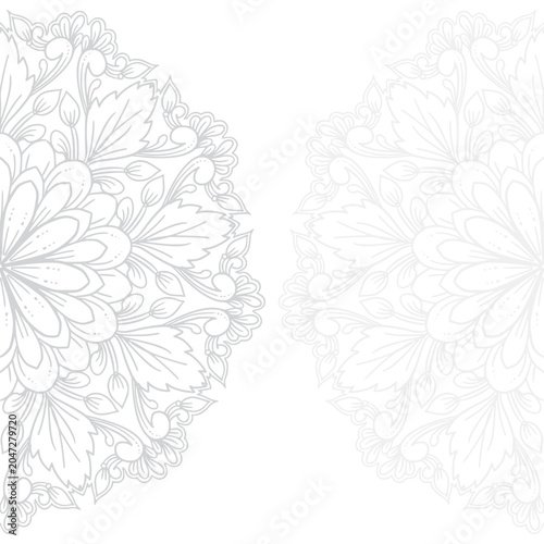 Decorative gray mandala on white background