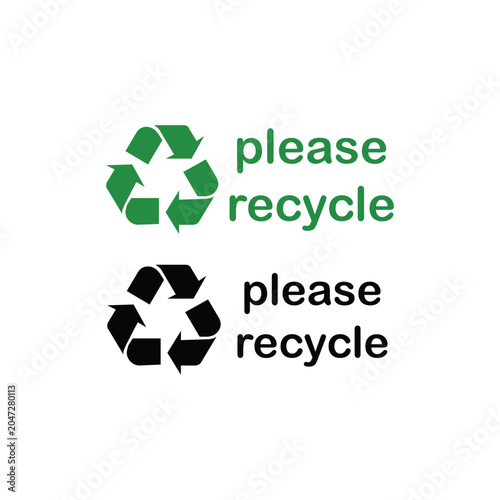 Please Recycle Consumer Instruction Label in Monochrome and Color Variants for Sustainable Product Packaging