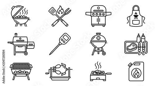 Grilling and Barbecue Illustration Set