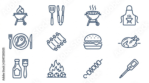 Barbecue and Grilling Icons Set