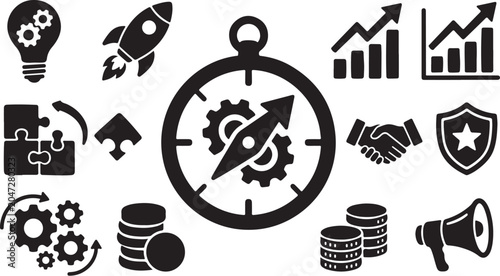 Business Strategy Icons for Success and Growth