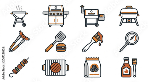 BBQ and Grilling Illustration Set