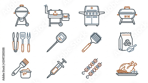 Grilling and Barbecue Illustration Set