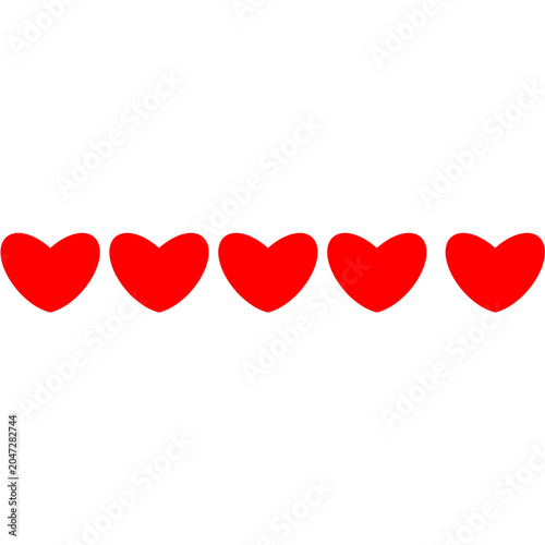 Five red heart