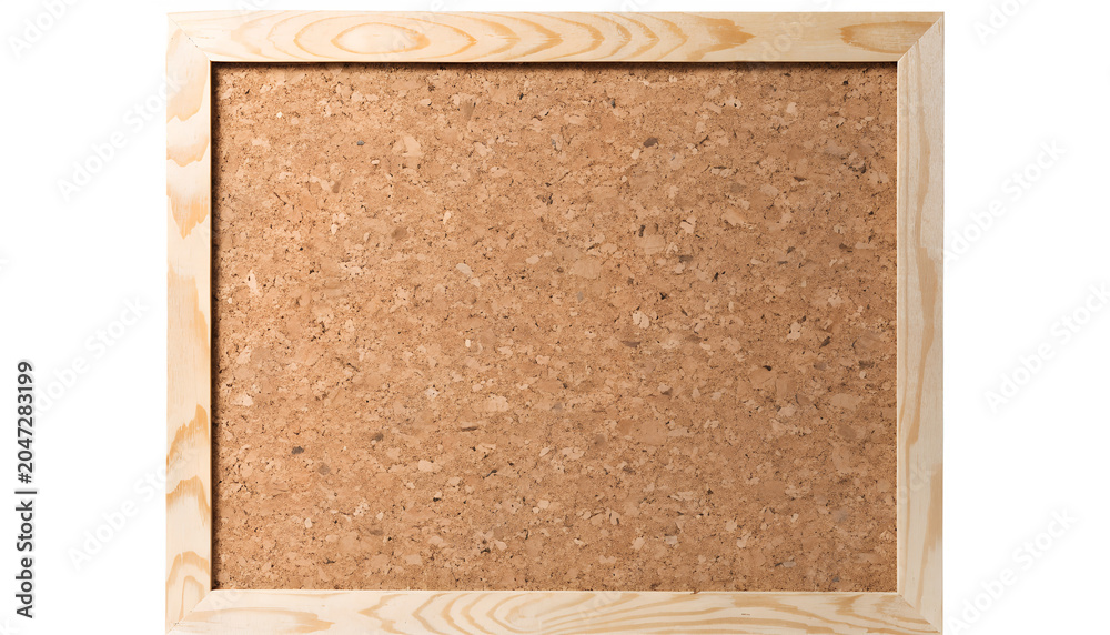 Fototapeta premium Empty Wooden Frame Cork Bulletin Board Isolated on White Background
