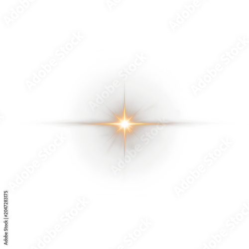 Bright golden optical sparkle with flare effect PNG