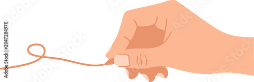 Foto Hand holding a thread, symbolizing connection and destiny.