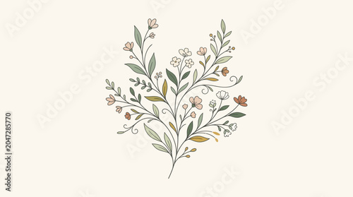 Delicate floral botanical illustration design.