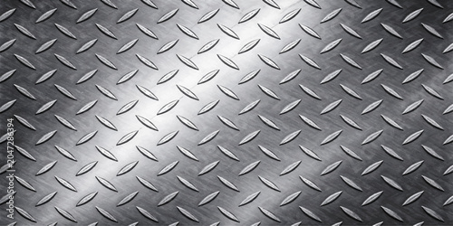 Foto Seamless diamond plate and brushed steel texture background featuring a hard met