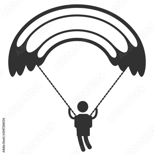 Skydiver silhouette with parachute icon vector