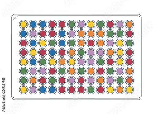Bild auf Leinwand Diagnostic testing assay showcases a colorful multiple well analysis