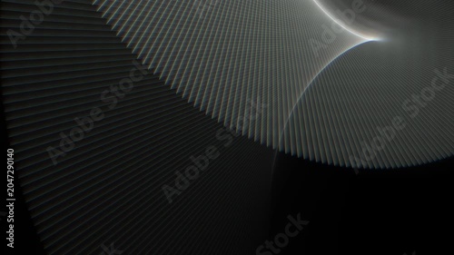 Futuristic motion graphics in the form of intersecting arcs. A dark technological tunnel with smooth lines. Elegant abstract animation of a wireframe funnel. seamless loop