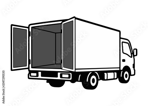 box truck with open rear doors