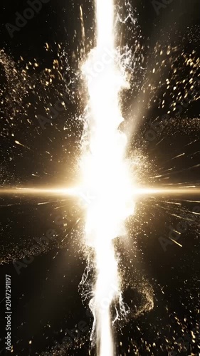 Golden sparkler explosion with radiant particles and light trails.