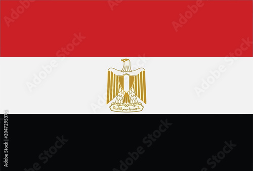 Official national flag of egypt with central golden eagle of saladin, egyptian