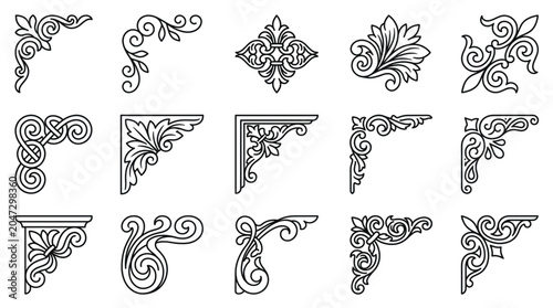 Vintage Ornamental Corner Designs and Decorative Elements