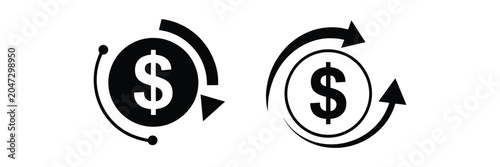 Konstfotografi Cost Reduction Money Icons with Budget Savings Symbols, Financial Decrease Eleme