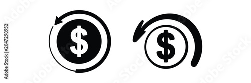 Obraz na plátne Cost Reduction Money Icons with Budget Savings Symbols, Financial Decrease Eleme