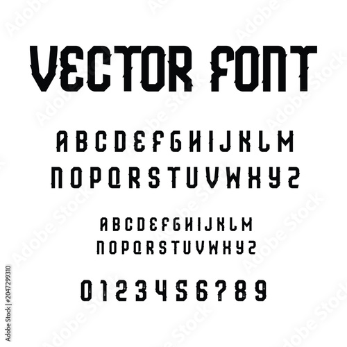 Futuristic Cyberpunk Vector Font Typography on White