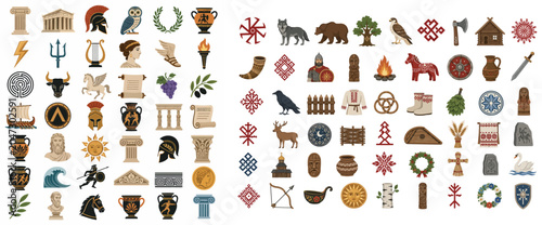 Foto Vsai greek mythology and slavic folklore ancient historic symbols