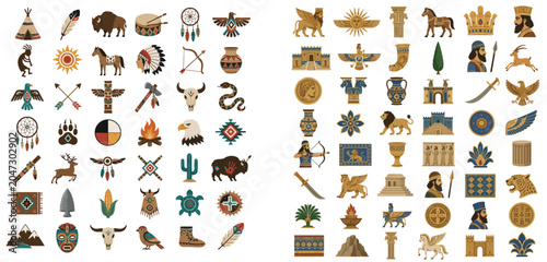 Foto Vsai indigenous cultures and ancient civilization symbols collection