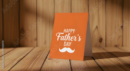 Happy father's day card mockup on wooden table celebration greeting