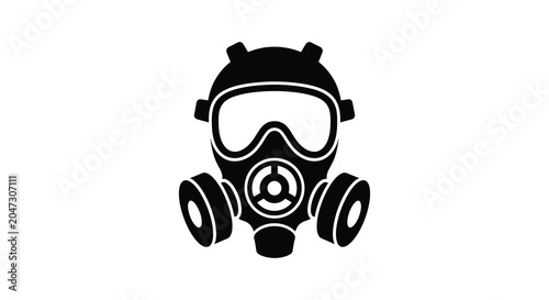 Foto Gas mask silhouette against a white background a protective breathing apparatus