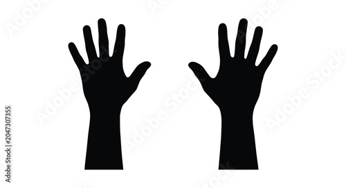 Fotografie Two outstretched human hands in a black silhouette against a white background si