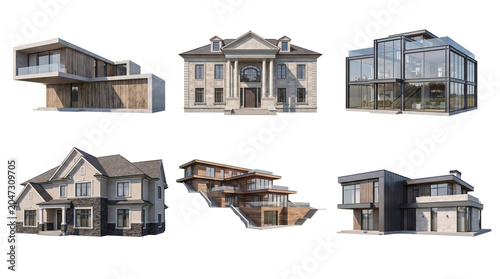 Fotografía Variety of luxury residential houses, from classical stately mansions to cutting-edge modern architectural designs