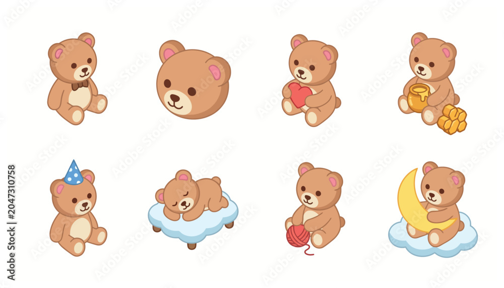 Naklejka premium Cute Brown Teddy Bears.