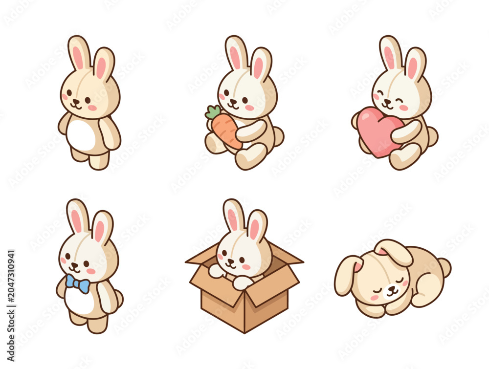 Fototapeta premium Cute cartoon bunnies playing.