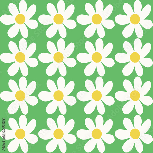 Принти на полотні Single daisy motif repeated in a staggered all-over seamless layout