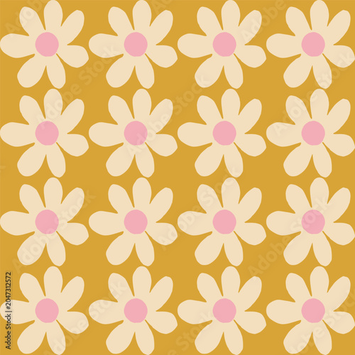 Obraz na plátně Single daisy motif repeated in a staggered all-over seamless layout