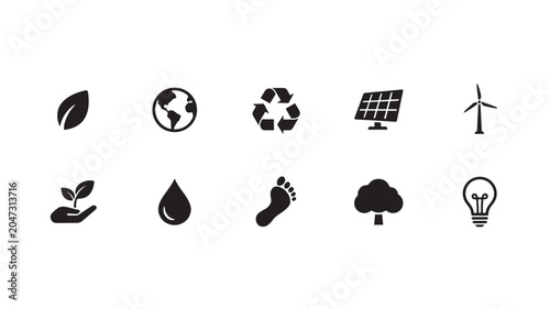 Eco friendly icons set with environmental symbols
