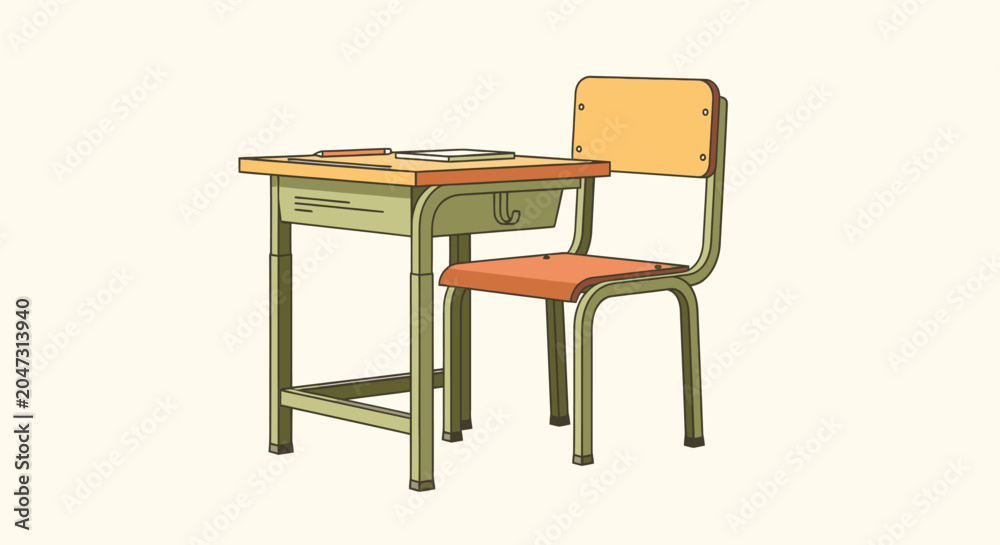Fototapeta premium Vintage School Desk and Chair Set.