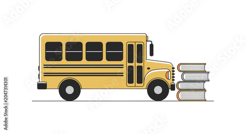Bild auf Leinwand Yellow School Bus with Books 3.