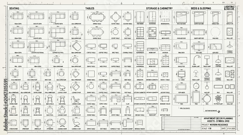 Fotografía Furniture and fixtures reference guide for architectural floor planning