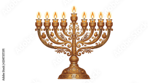 Bild auf Leinwand Traditional Jewish Menorah Hanukkah Candles.