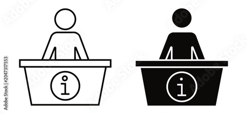 Fotografie Information desk icons with people for customer service or support