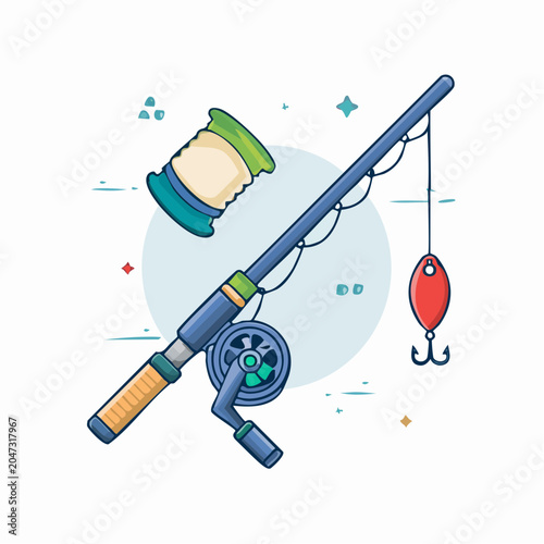 Fishing Rod and Lure Illustration