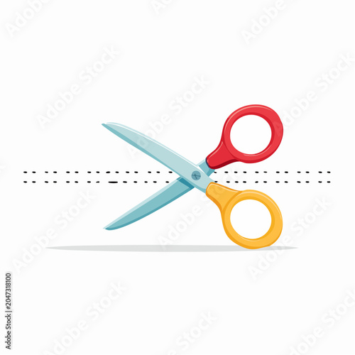 Scissors cutting a dotted line