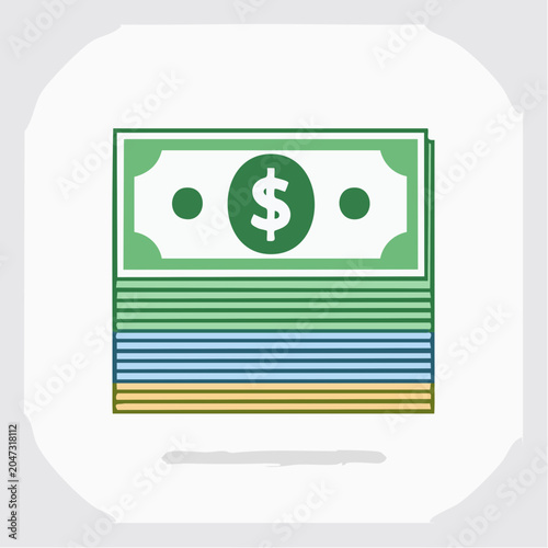 Stack of US Dollar Bills with Dollar Sign
