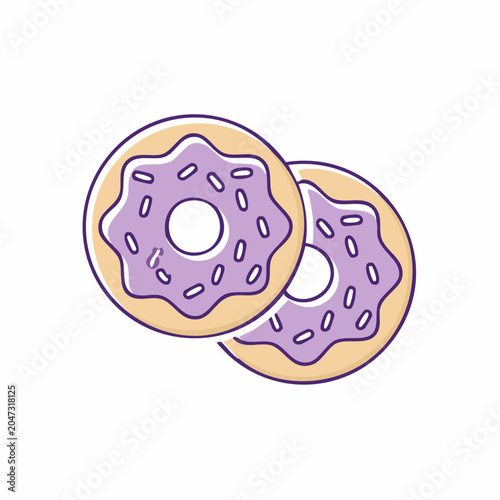 Two purple frosted donuts with sprinkles