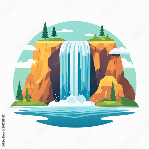 Stylized Waterfall Illustration