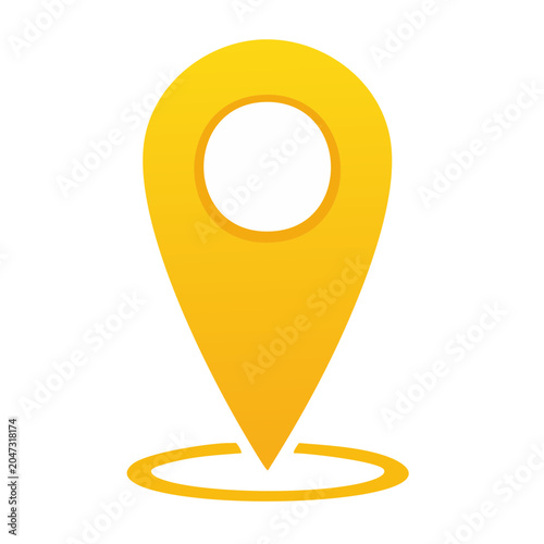 Yellow map pin icon with gradient on white background