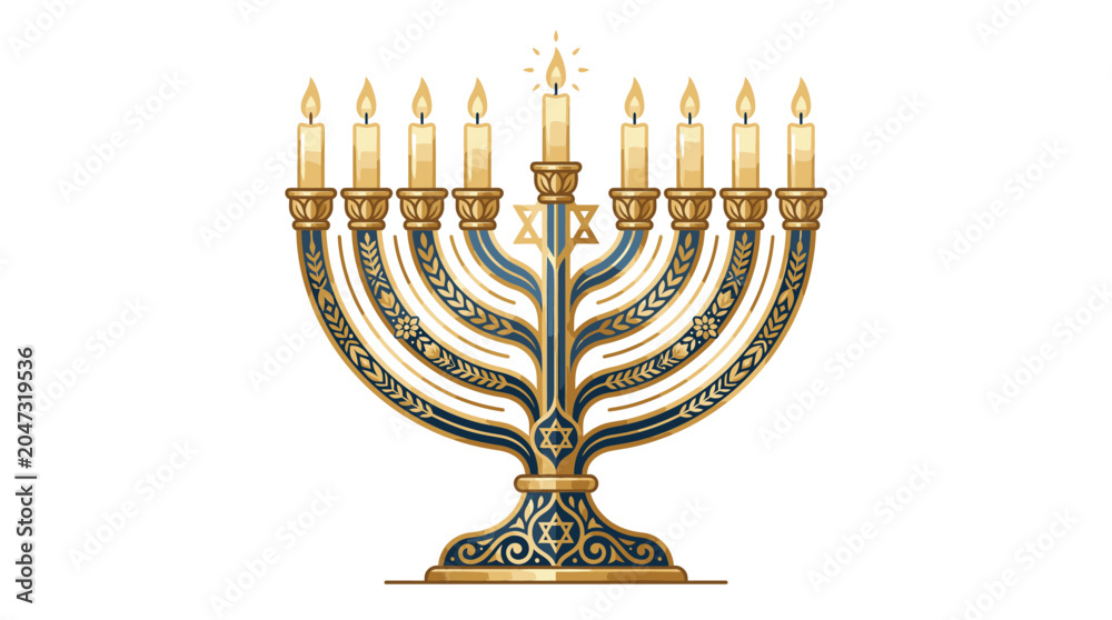 Fototapeta premium Traditional Jewish Menorah Hanukkah Candleholder.