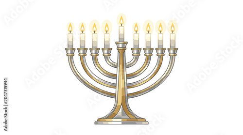 Schilderij op canvas Traditional Jewish Menorah with Candles.