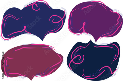 dark colors creative speech bubbles with swirled abstract outline