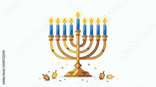 Foto Traditional Jewish Menorah Hanukkah Candleholder.
