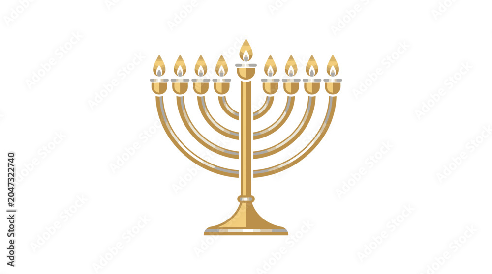 Fototapeta premium Golden Menorah With Nine Branches.